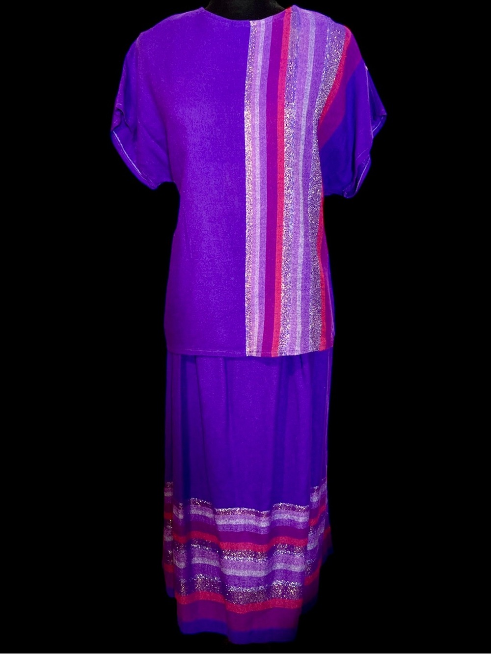 Related Ajijic - 70's/80's Purple 2- Piece Metallic Skirt Set - Size M